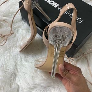 Nude Patent Lace Up Heels